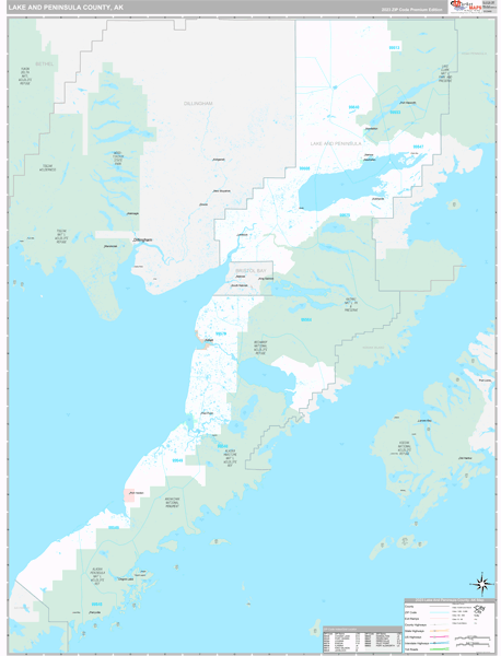 Lake and Peninsula Borough (County), AK Wall Map